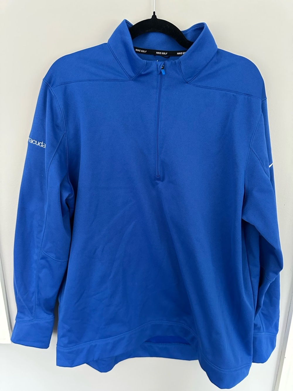 Nike Blue Golf Pullover with White Swoosh 1/4 Zip